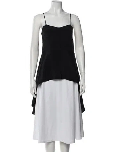 Pre-owned Tibi Silk Square Neckline Top In Black