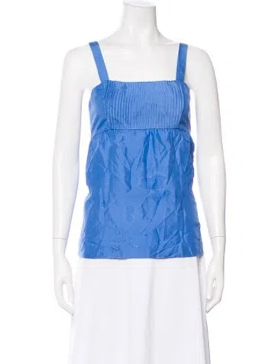 Pre-owned Tibi Silk Square Neckline Top In Blue