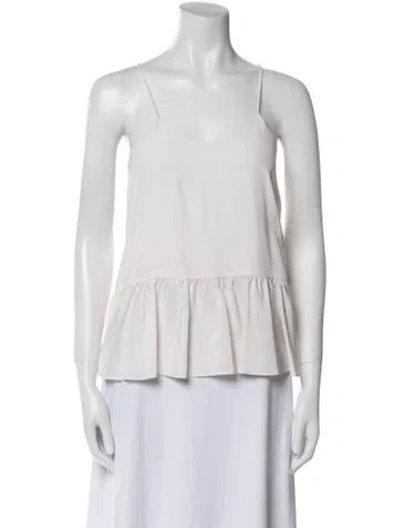 Pre-owned Tibi Silk Square Neckline Top In Neutral