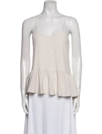 Pre-owned Tibi Silk Square Neckline Top In Neutral