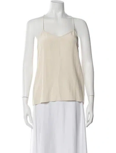 Pre-owned Tibi Silk Square Neckline Top In Neutral