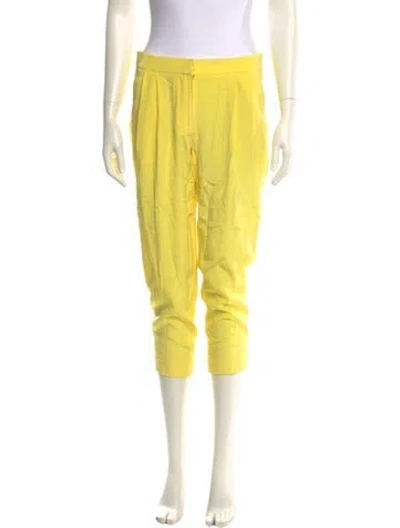Pre-owned Tibi Silk Straight Leg Pants In Yellow