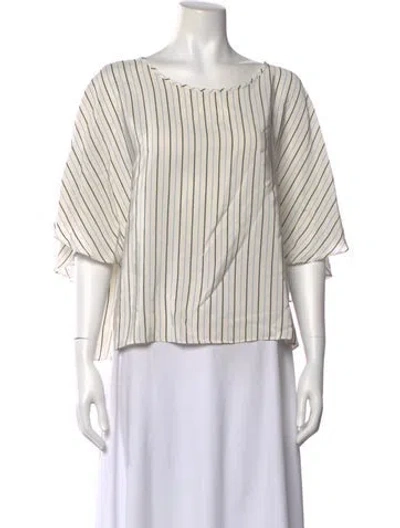 Pre-owned Tibi Silk Striped Blouse In Neutral
