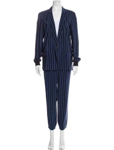 Pre-owned Tibi Silk Striped Pantsuit In Blue