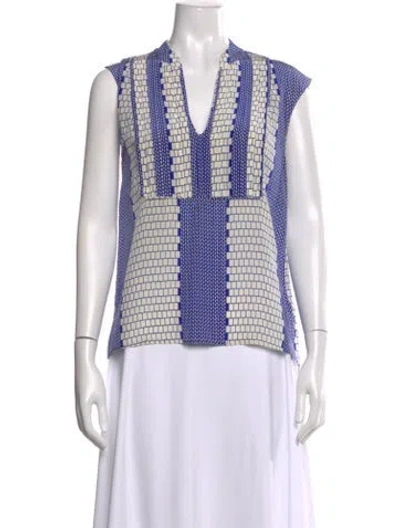Pre-owned Tibi Silk Striped Top In Blue