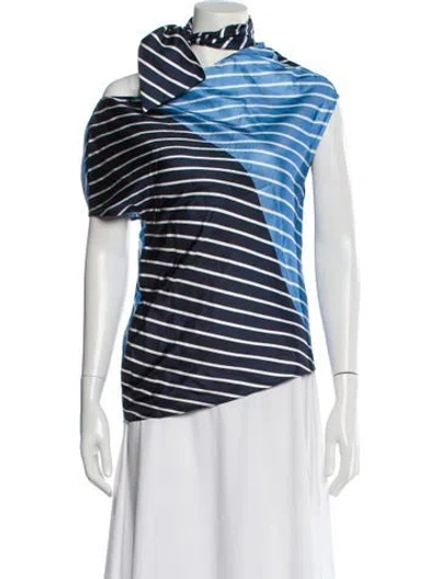 Pre-owned Tibi Silk Striped Top In Blue