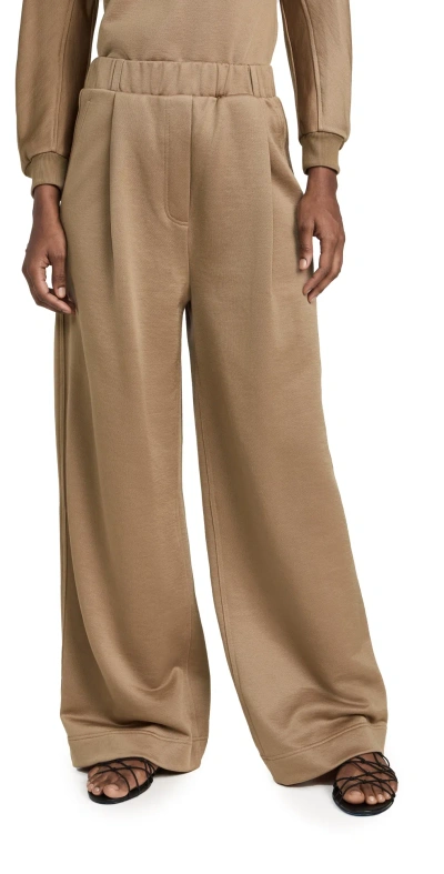 Tibi Silk Terry Pleated Pull On Pants Granola