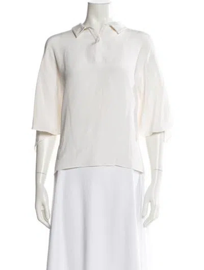 Pre-owned Tibi Silk Three-quarter Sleeve Top In Neutral