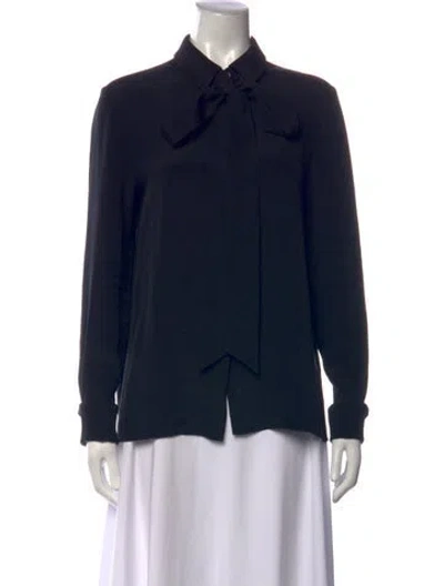 Pre-owned Tibi Silk Tie Neck Blouse In Blue