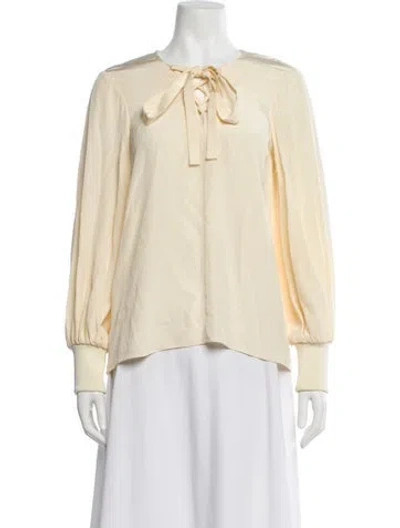Pre-owned Tibi Silk Tie Neck Blouse In Neutral