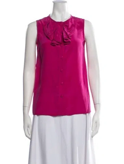 Pre-owned Tibi Silk Tie Neck Blouse In Pink