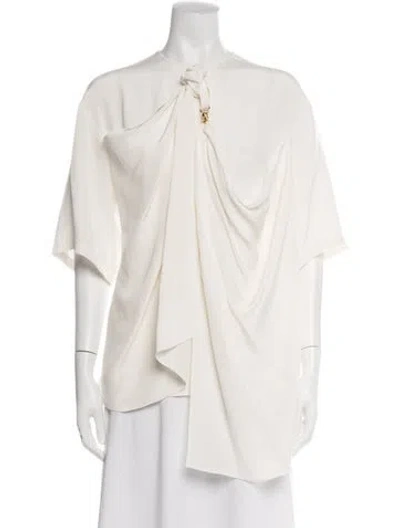 Pre-owned Tibi Silk Tie Neck Blouse W/ Tags In Neutrals