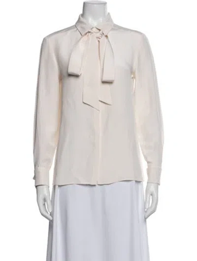 Pre-owned Tibi Silk Tie Neck Blouse In White