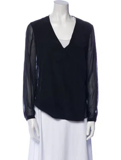 Pre-owned Tibi Silk V-neck Blouse In Black