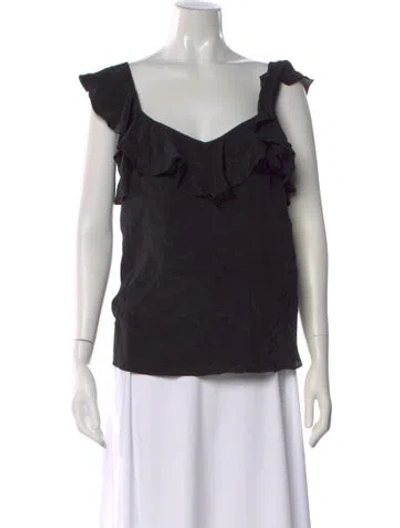 Pre-owned Tibi Silk V-neck Blouse In Black