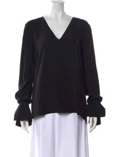 Pre-owned Tibi Silk V-neck Blouse In Black