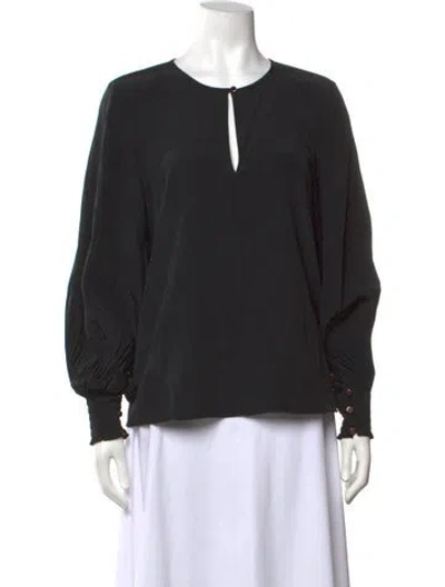 Pre-owned Tibi Silk V-neck Blouse In Black