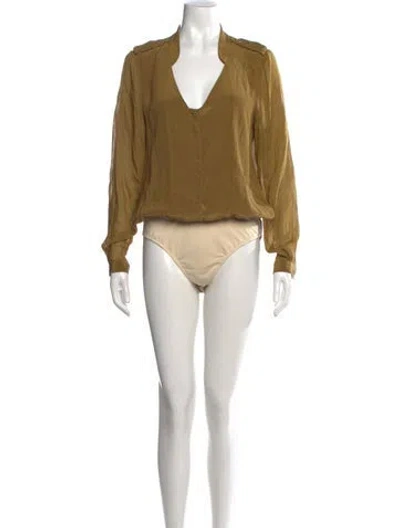 Pre-owned Tibi Silk V-neck Blouse In Brown