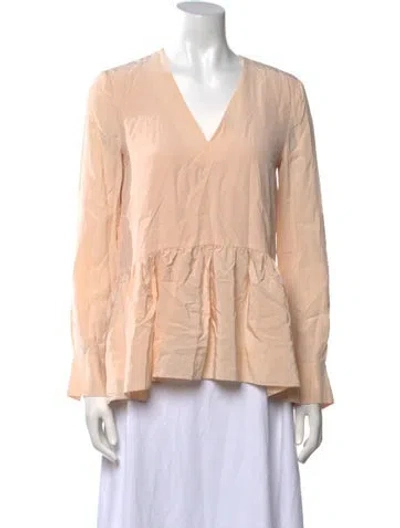 Pre-owned Tibi Silk V-neck Blouse In Neutral
