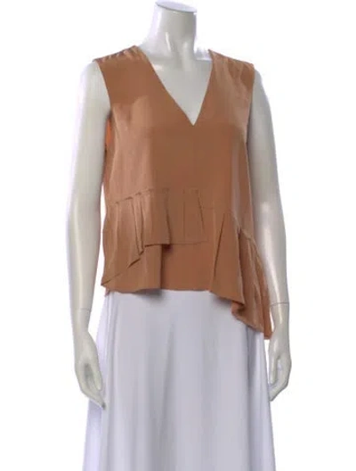 Pre-owned Tibi Silk V-neck Blouse In Neutral
