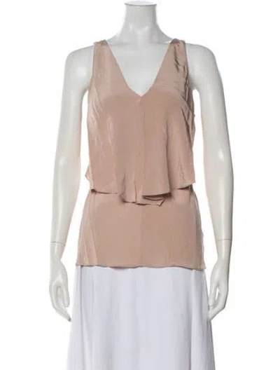 Pre-owned Tibi Silk V-neck Blouse In Neutral