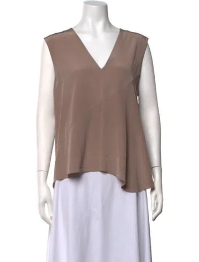 Pre-owned Tibi Silk V-neck Blouse In Neutrals