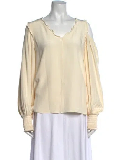 Pre-owned Tibi Silk V-neck Blouse In Neutrals