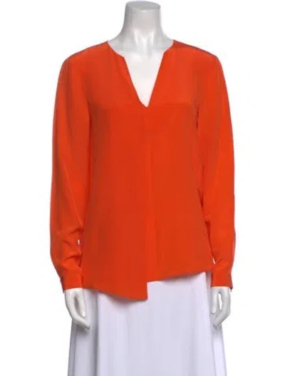 Pre-owned Tibi Silk V-neck Blouse In Orange