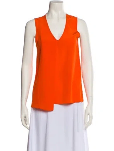 Pre-owned Tibi Silk V-neck Blouse In Orange
