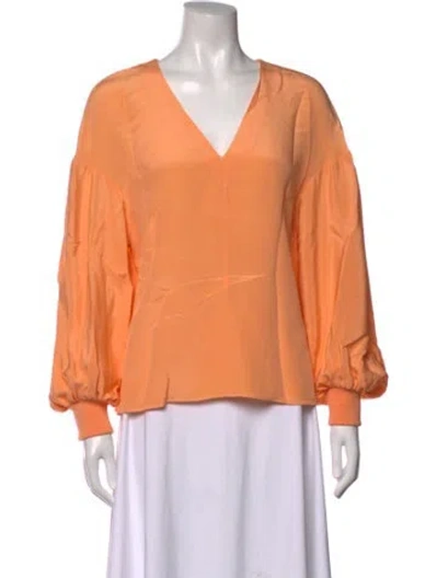 Pre-owned Tibi Silk V-neck Blouse In Orange