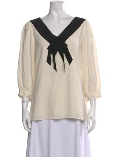 Pre-owned Tibi Silk V-neck Blouse In White