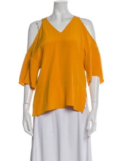 Pre-owned Tibi Silk V-neck Blouse In Yellow