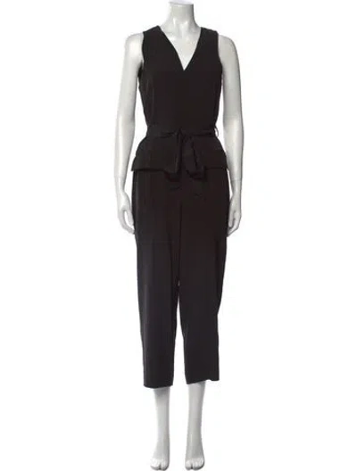 Pre-owned Tibi Silk V-neck Jumpsuit In Black