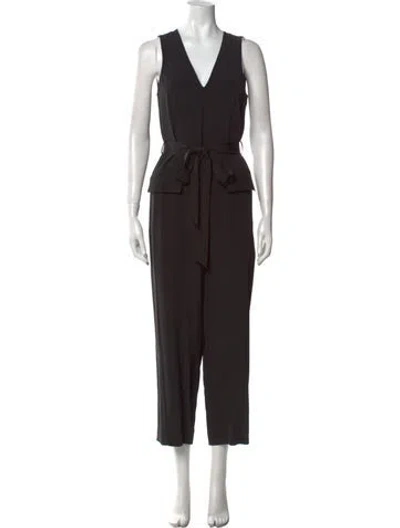 Pre-owned Tibi Silk V-neck Jumpsuit In Black