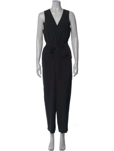 Pre-owned Tibi Silk V-neck Jumpsuit In Black