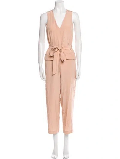 Pre-owned Tibi Silk V-neck Jumpsuit In Neutral
