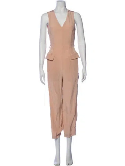 Pre-owned Tibi Silk V-neck Jumpsuit In Pink