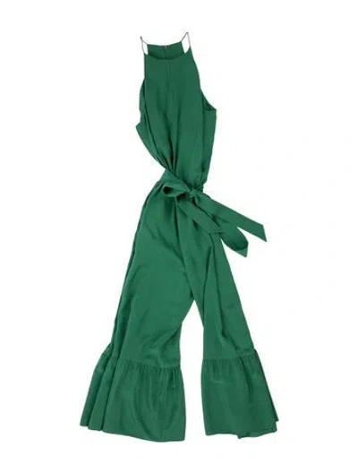 Pre-owned Tibi Silk V-neck Jumpsuit W/ Tags In Green