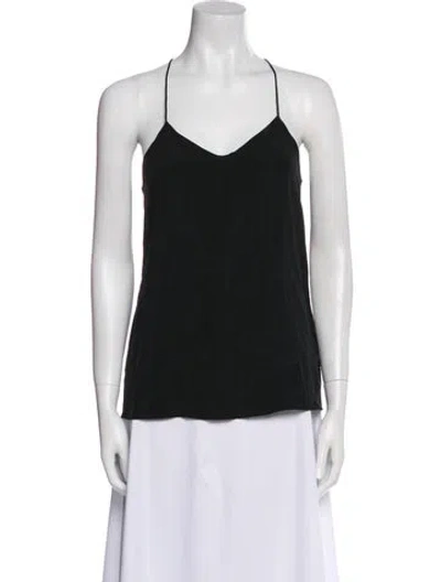 Pre-owned Tibi Silk V-neck Top In Black
