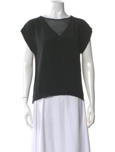 Pre-owned Tibi Silk V-neck Top In Black
