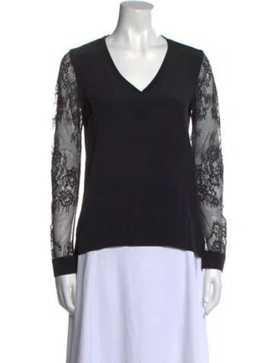 Pre-owned Tibi Silk V-neck Top In Black