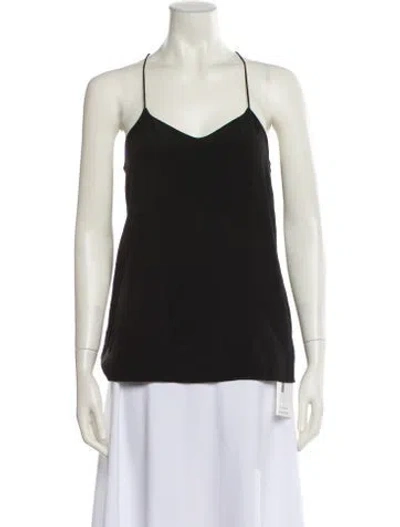 Pre-owned Tibi Silk V-neck Top In Black