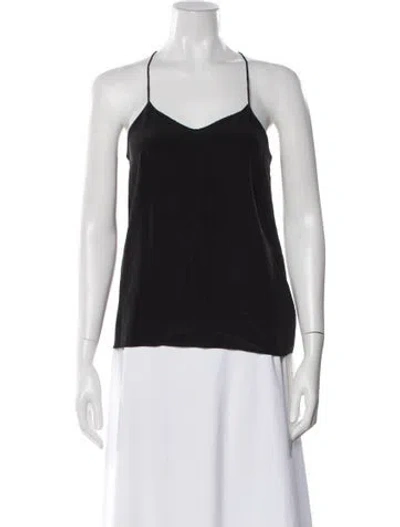 Pre-owned Tibi Silk V-neck Top In Black