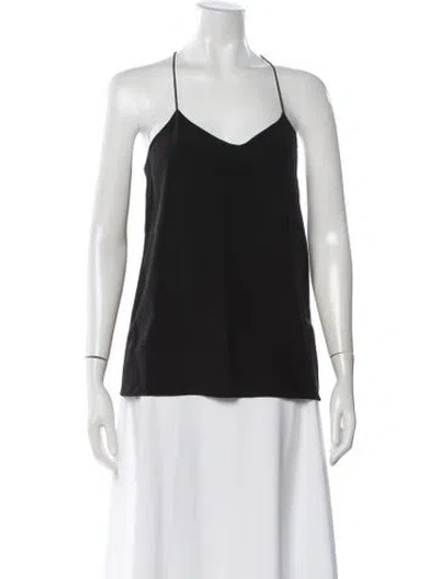 Pre-owned Tibi Silk V-neck Top In Black