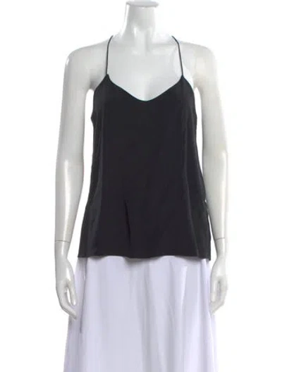 Pre-owned Tibi Silk V-neck Top In Black