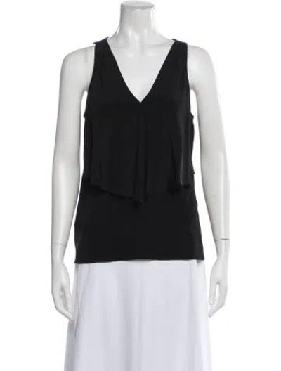 Pre-owned Tibi Silk V-neck Top In Black