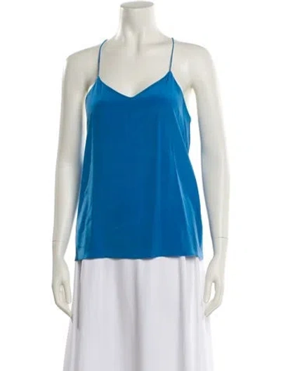 Pre-owned Tibi Silk V-neck Top In Blue