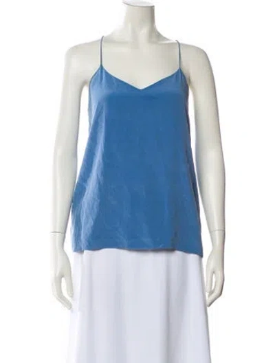Pre-owned Tibi Silk V-neck Top In Blue
