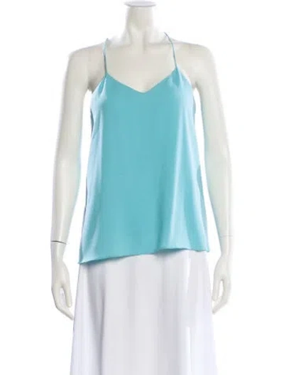 Pre-owned Tibi Silk V-neck Top In Blue