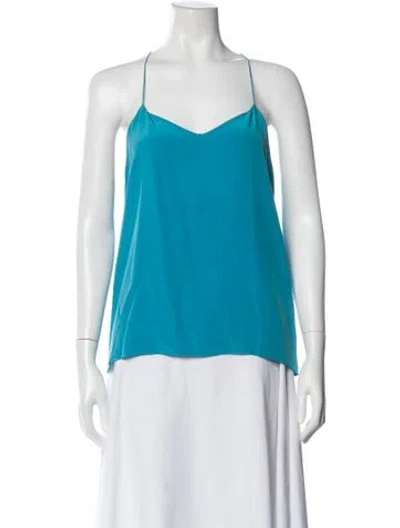 Pre-owned Tibi Silk V-neck Top In Blue